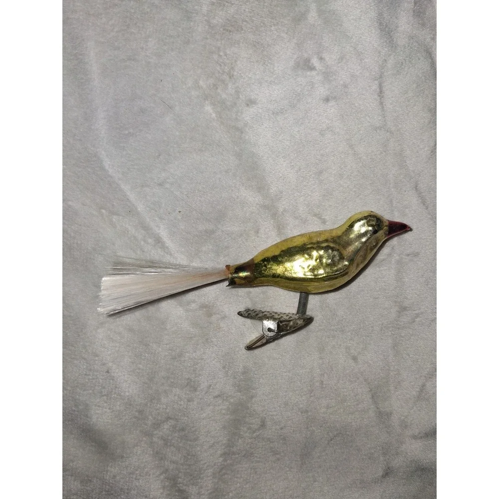 Vintage Mercury Glass Bird Clip-On Christmas Ornament Feather Tail 4